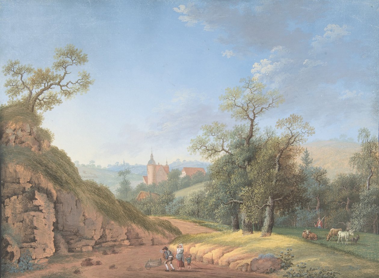 Peyzajda Köylü Ailesi, 18.-19. Yüzyıl Sonları. by Johann Friedrich Nagel