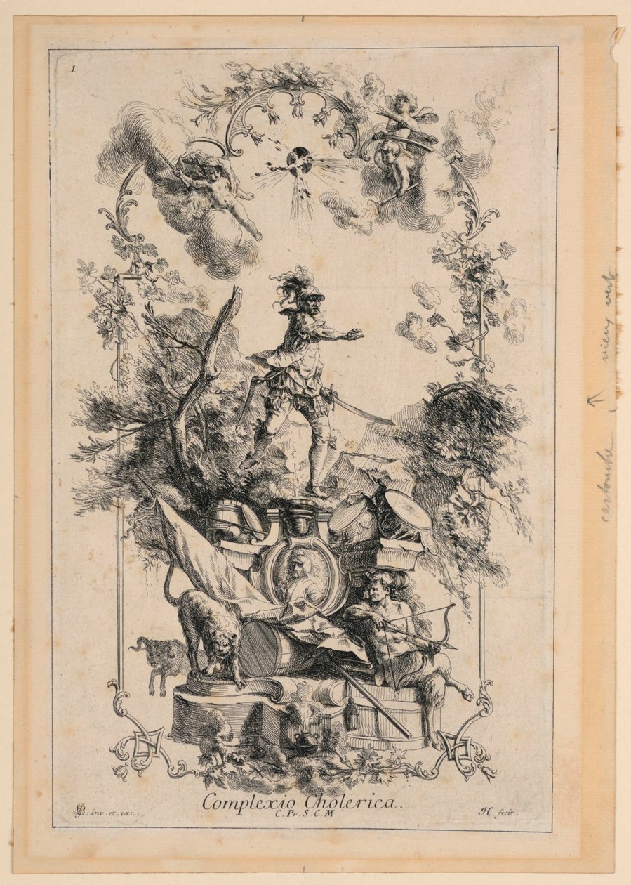 Choleric Mizaç temsil eden bir panel için tasarım by Johann Georg Bergmuller