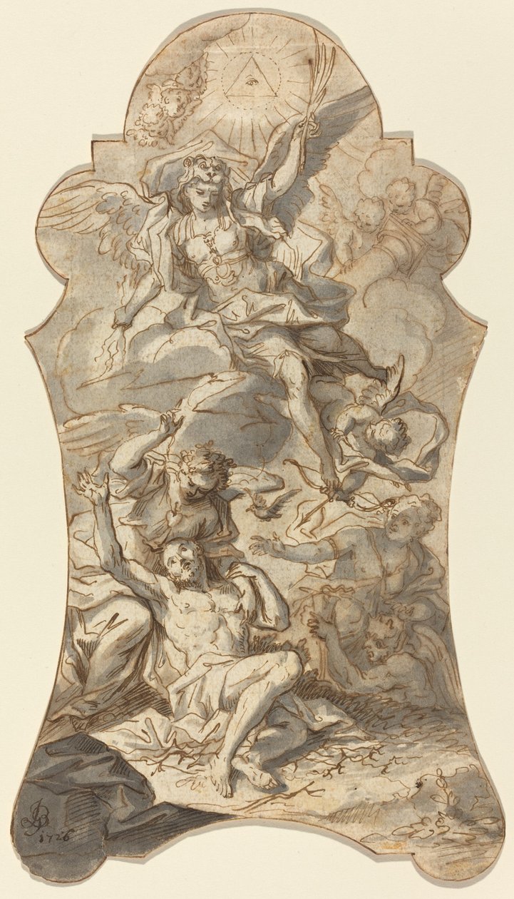 Bir Münzeviyi Kötülüklerden Koruyan Kutsal Melekler by Johann Georg Bergmuller