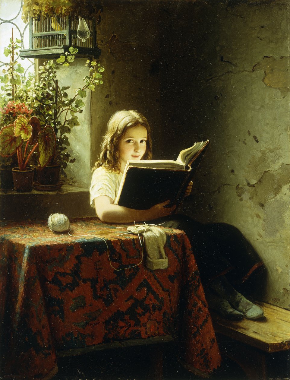 Bir Kız Okuma; Okuyan Kız, 1871 by Johann Georg Meyer