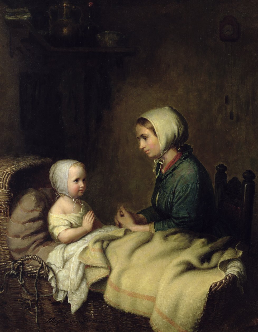 Yatakta Dua Eden Küçük Kız by Johann Georg Meyer von Bremen