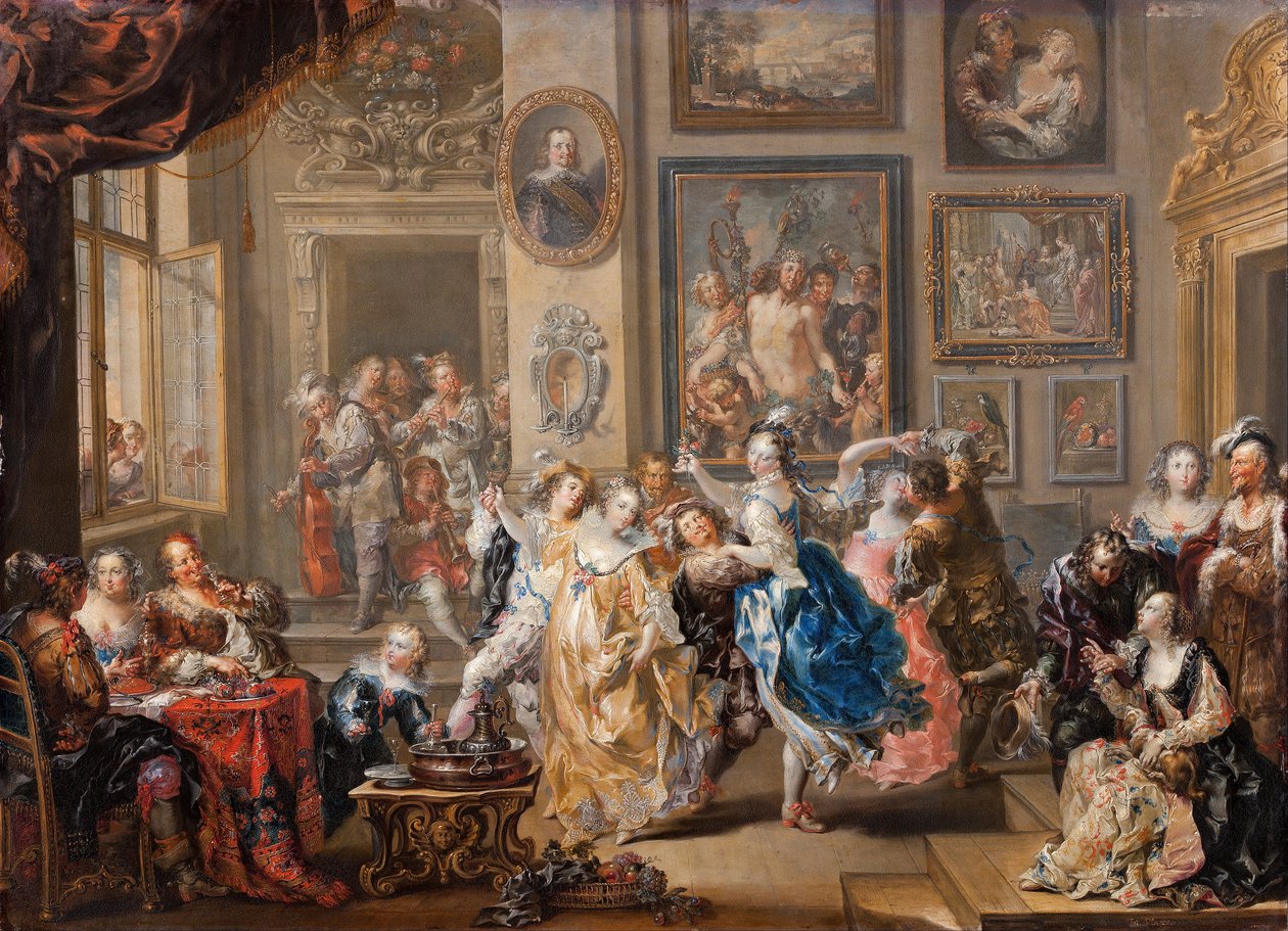 Sarayın içi ile dans sahnesi by Johann Georg Platzer