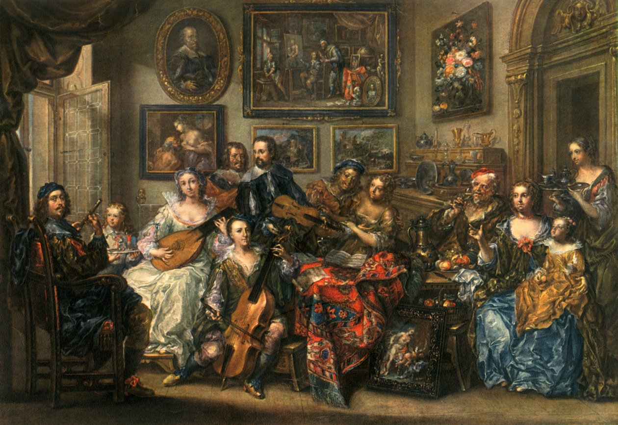 Flüt, ud, çello ve keman, Johann Georg Platzer 1704-1761, 1948 by Johann Georg Platzer