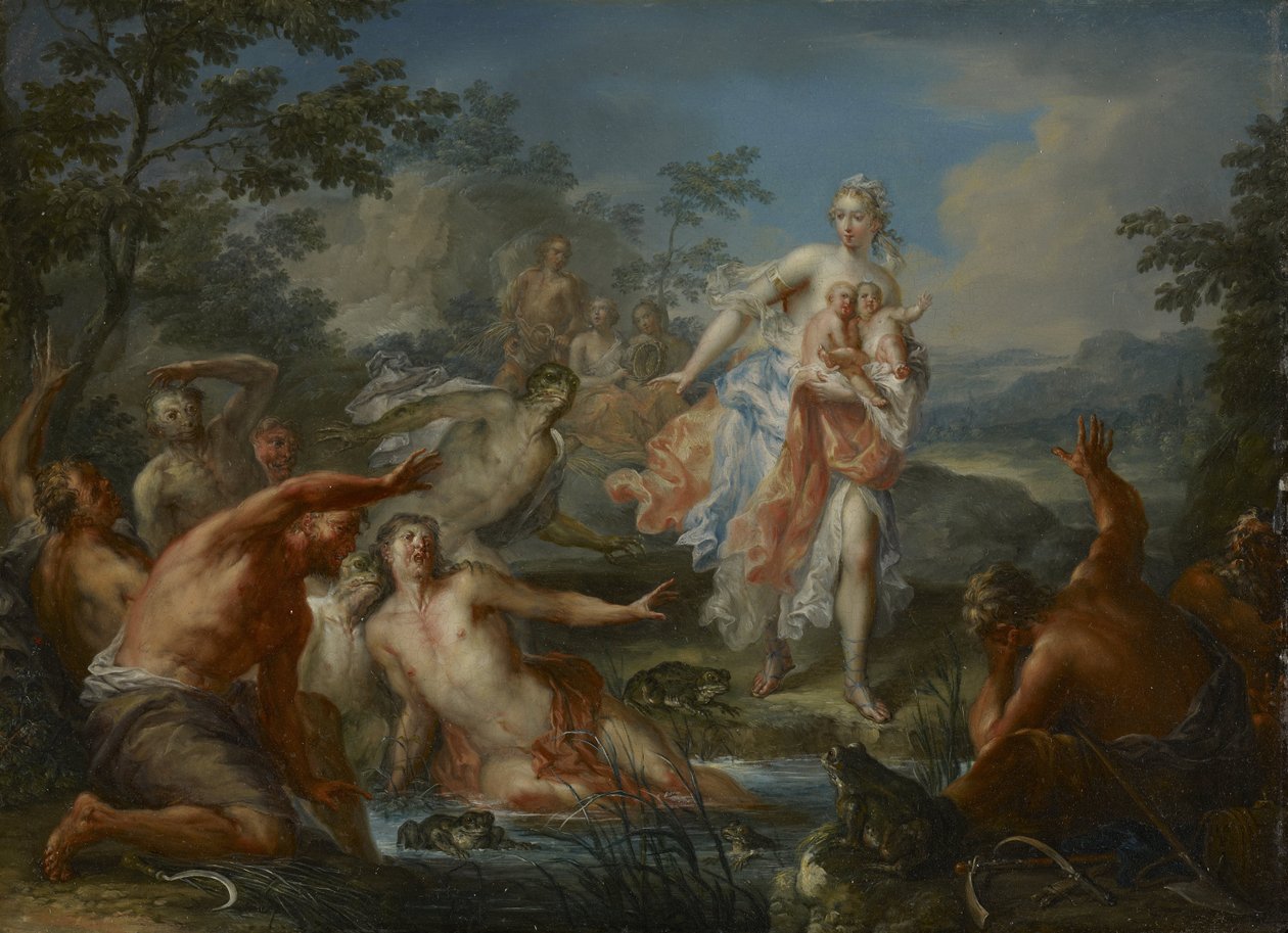 Latona, Likyalı köylüleri kurbağaya dönüştürüyor by Johann Georg Platzer