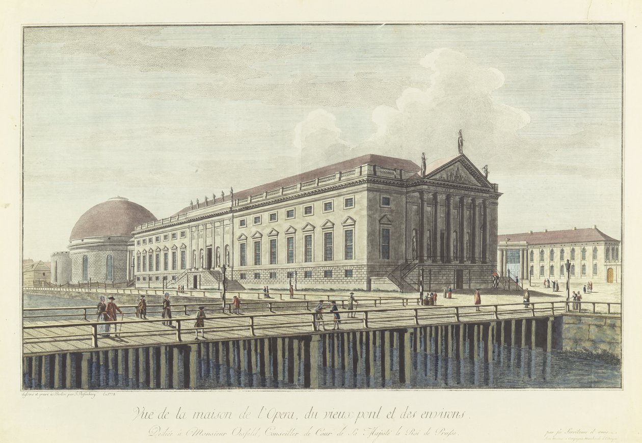 Opera Binası, Berlin (bakır gravür) by Johann Georg Rosenberg