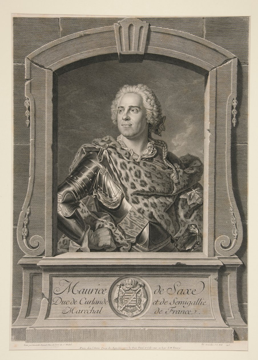 Saksonya Maurice, Curland Dükü ve Semigallia, Fransa Mareşali by Johann Georg Wille
