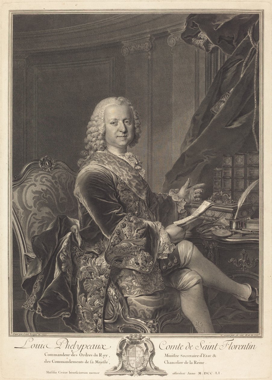 Louis Phelypeaux, Saint Florentin Kontu by Johann Georg Wille after Louis Tocqué