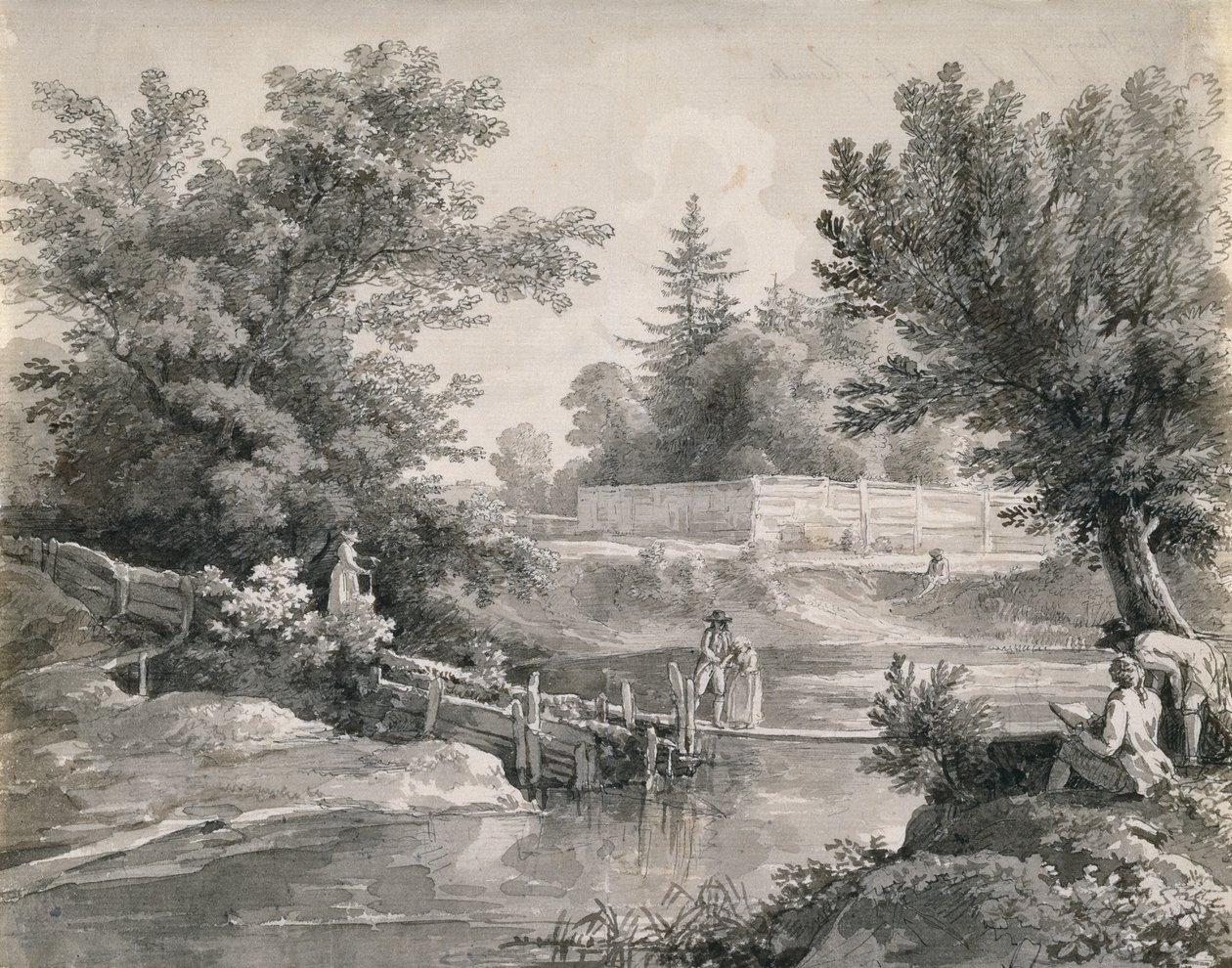 İngiliz Bahçesi'ndeki Hirschanger'de by Johann Georg von Dillis