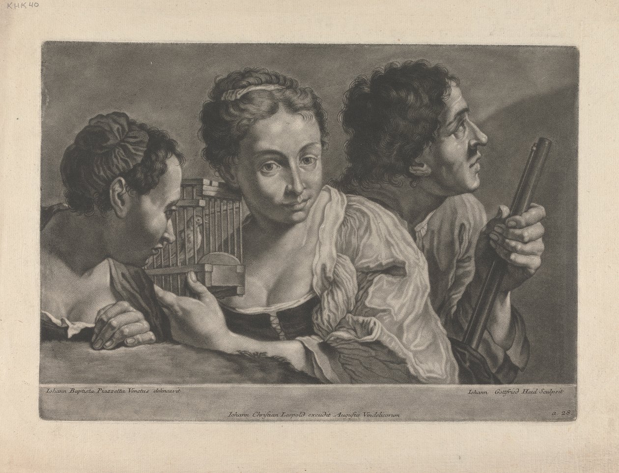 Silah Tutan Bir Adamla Kuş Dinleyen İki Kadın by Johann Gottfried Haid