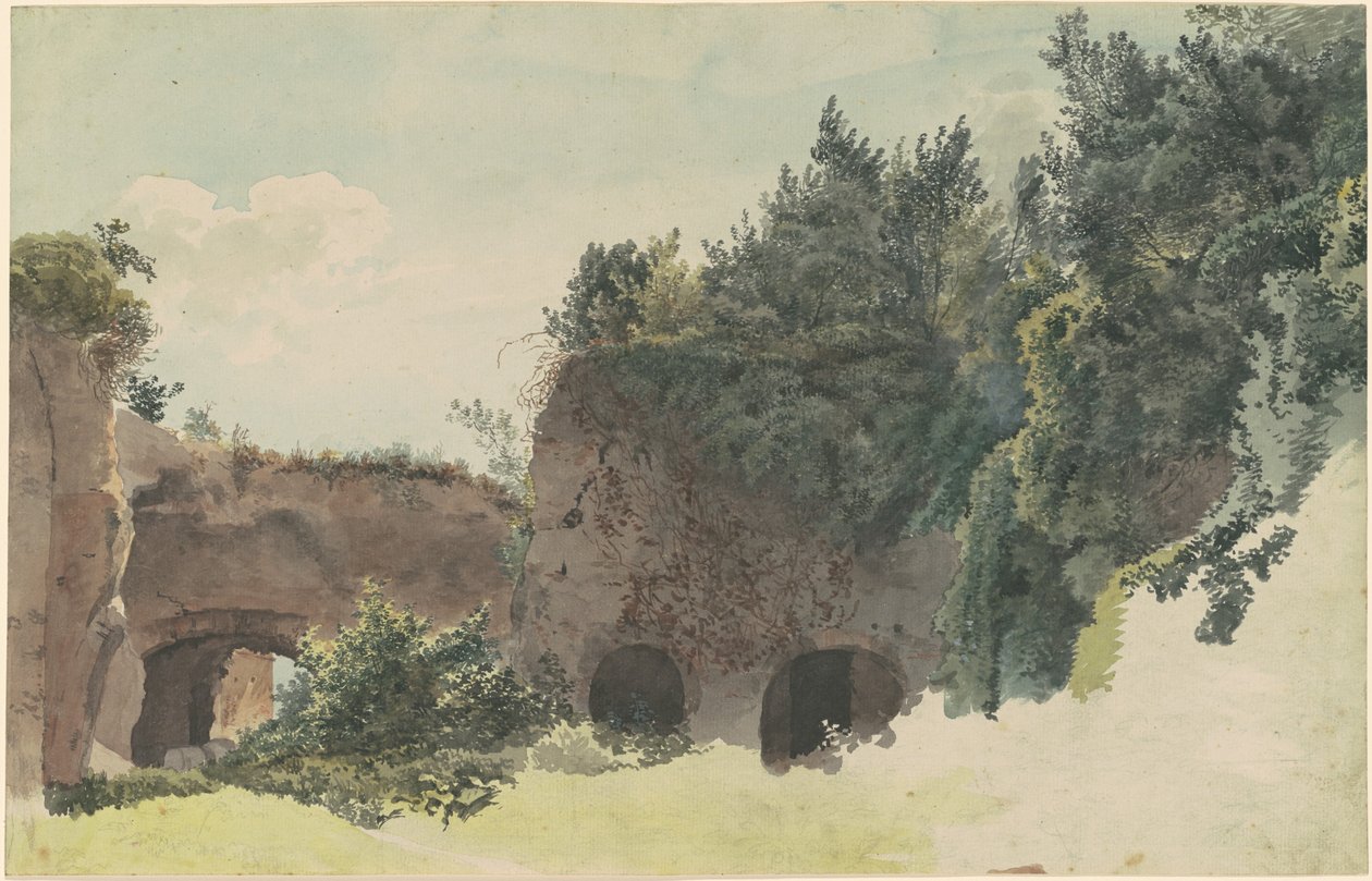 Ağaçlar ve Çalılarla Büyümüş Antik Roma Harabeleri by Johann Gottfried Klinsky