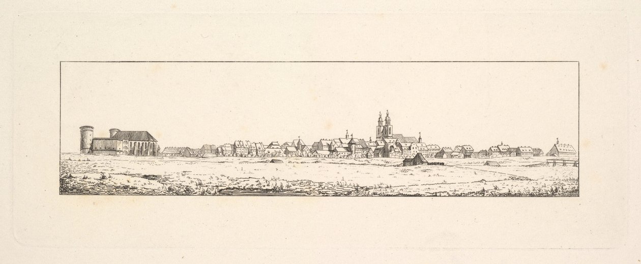 Kilise ve Yüksek Gabled Evleri ile Eski Bir Kentin Görünümü.n.d. by Johann Gottfried Schadow