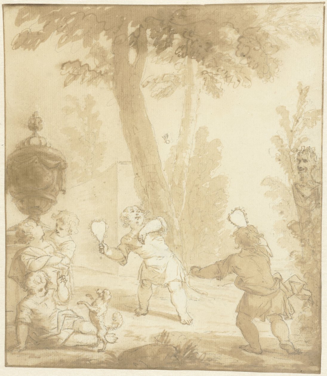 Oynayan çocuklarla alegorik temsil by Johann Heinrich Keller (II)