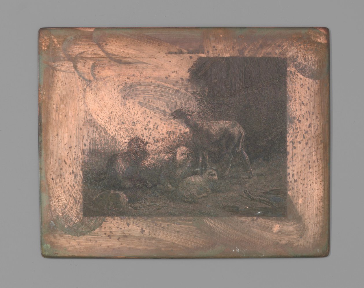 dört koyun by Johann Heinrich Maria Hubert Rennefeld (signed by artist)
