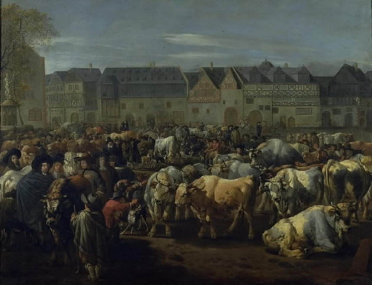 Bir Sığır Fuarı by Johann Heinrich Roos