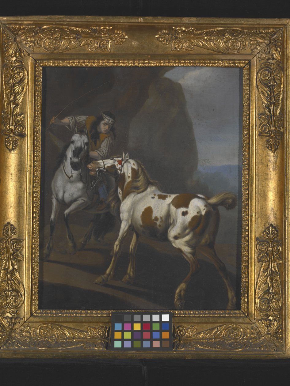 Hintli Bir Atı Evcilleştirme (tuval üzerine yağlı boya) by Johann Heinrich Roos