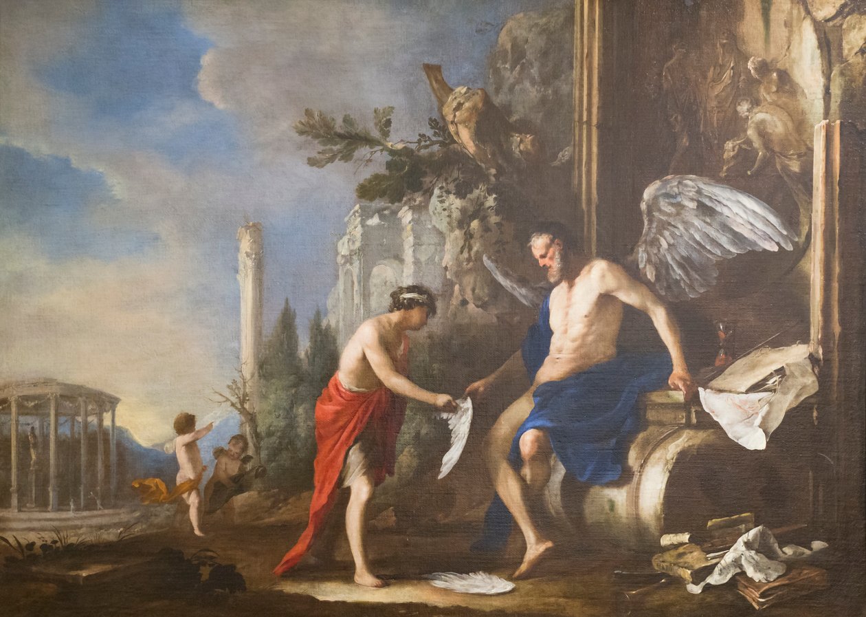 Zaman alegorisi, Chronos ve Eros by Johann Heinrich Schonfeldt