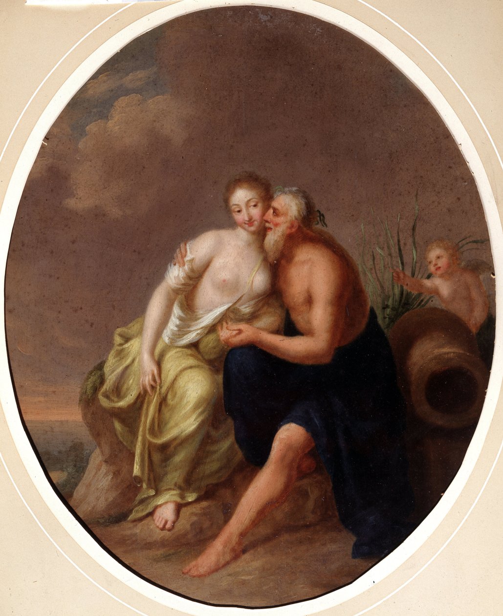 Nehir tanrısı ve perisi (Nehir tanrısı ve perisi). Johann Heinrich Wilhelm Tischbein (1751-1829) (Goethe-Tischbein veya Goethe Tischbein olarak da bilinir) tarafından yapılan resim. Tuval üzerine yağlıboya by Johann Heinrich Tischbein