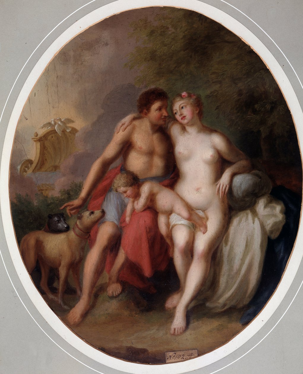 Venüs ve Adonis (Venüs ve Adonis). Johann Heinrich Wilhelm Tischbein (1751-1829) tarafından yapılan resim (Goethe-Tischbein veya Goethe Tischbein olarak da anılır). huile sur toile by Johann Heinrich Tischbein