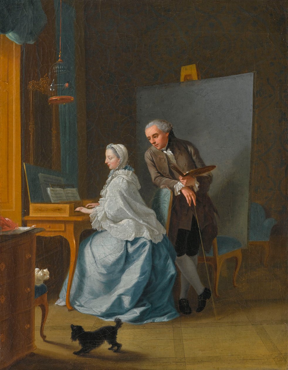 Eşi Marie Sophie ile birlikte kendi portresi, 1756. by Johann Heinrich Tischbein the Elder