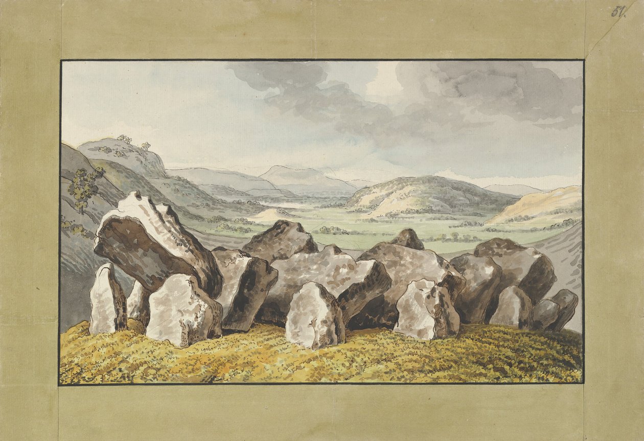 Bir Höyükte Tarih Öncesi Taş Çember, Ötesinde Geniş Bir Manzara, 18. yüzyılın ortaları ve 19. yüzyılın başları. by Johann Heinrich Wilhelm Tischbein