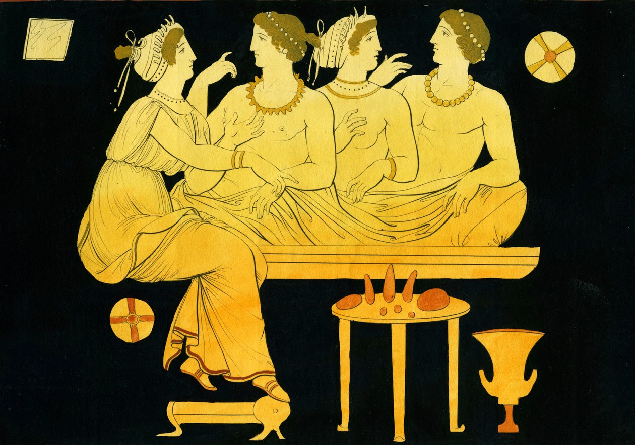 Bir Sempozyum c.1796 sırasında Hetairai tarafından ağırlanan iki genç adam by Johann Heinrich Wilhelm Tischbein