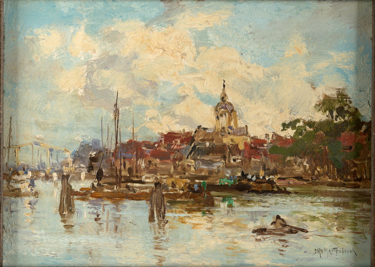 Amsterdam (Panel üzerine yağlıboya) by Johann Hendrik Mastenbroek