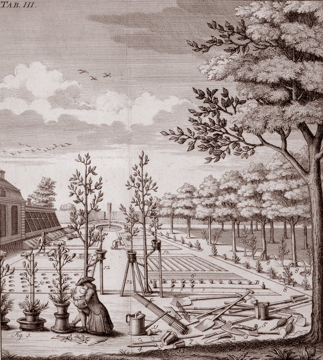 Bir bahçe sahnesinin çizimi, 1753 by Johann Hermann Knoop
