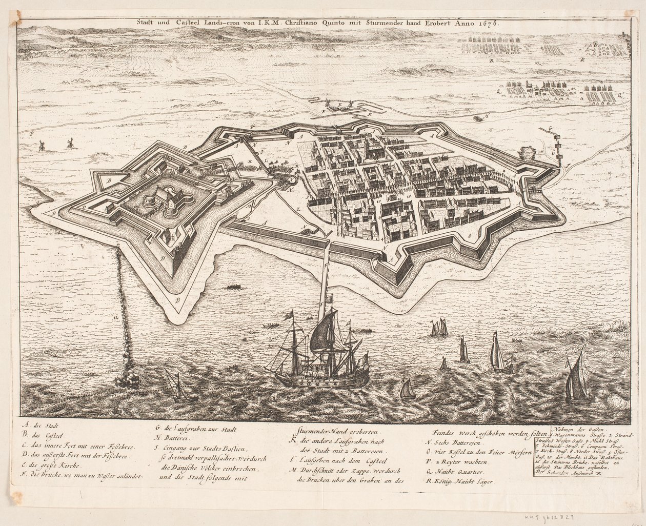 Kasaba ve Castel Landskron, I.K.M Cristiano Quinto Anno tarafından fethedildi 1676 by Johann Husman