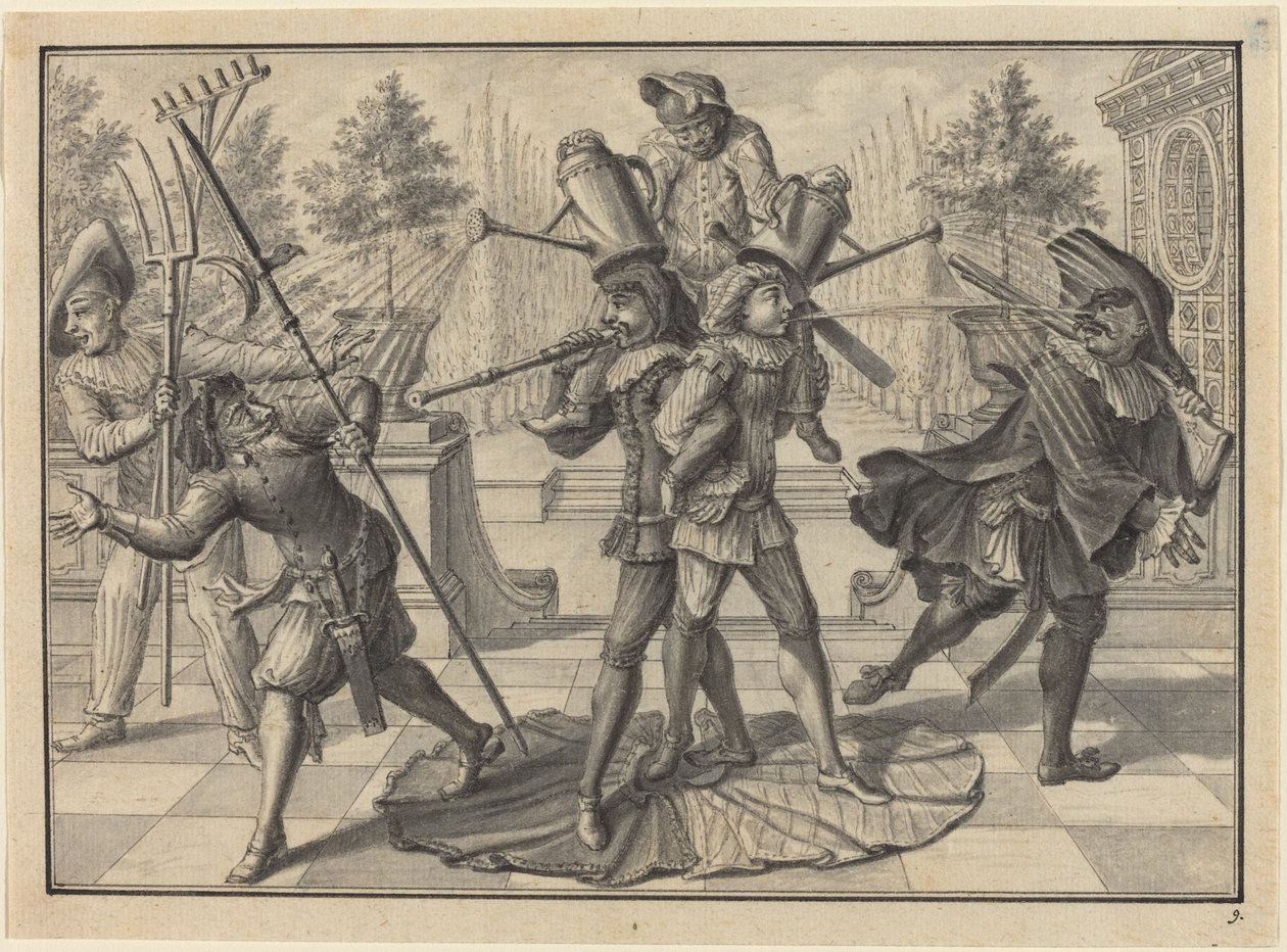 Harlequin ve Scaramouche Bir "Çeşme" Yaratın by Johann Jacob Schubler