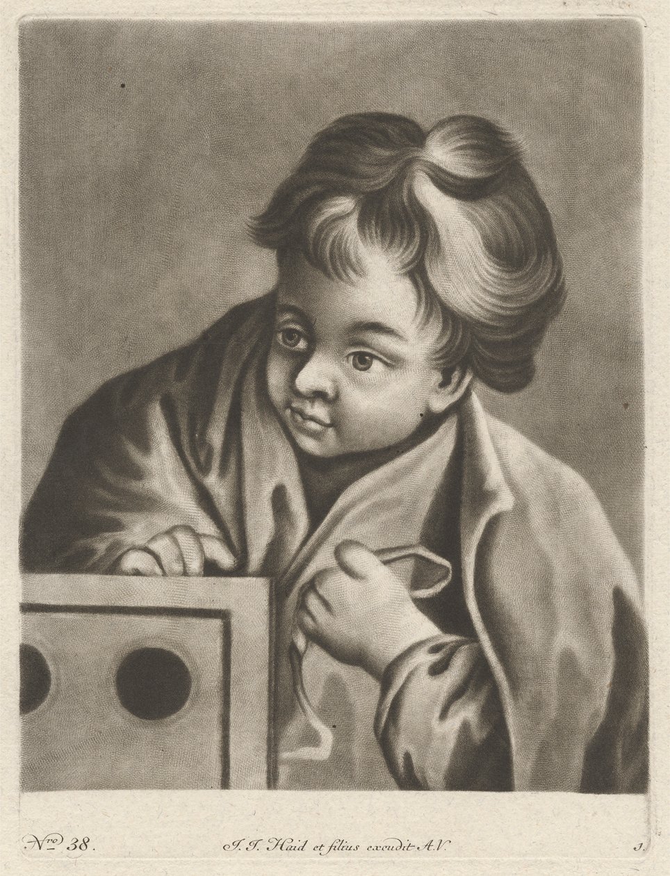 bir kutu ile çocuk by Johann Jacobus Haid