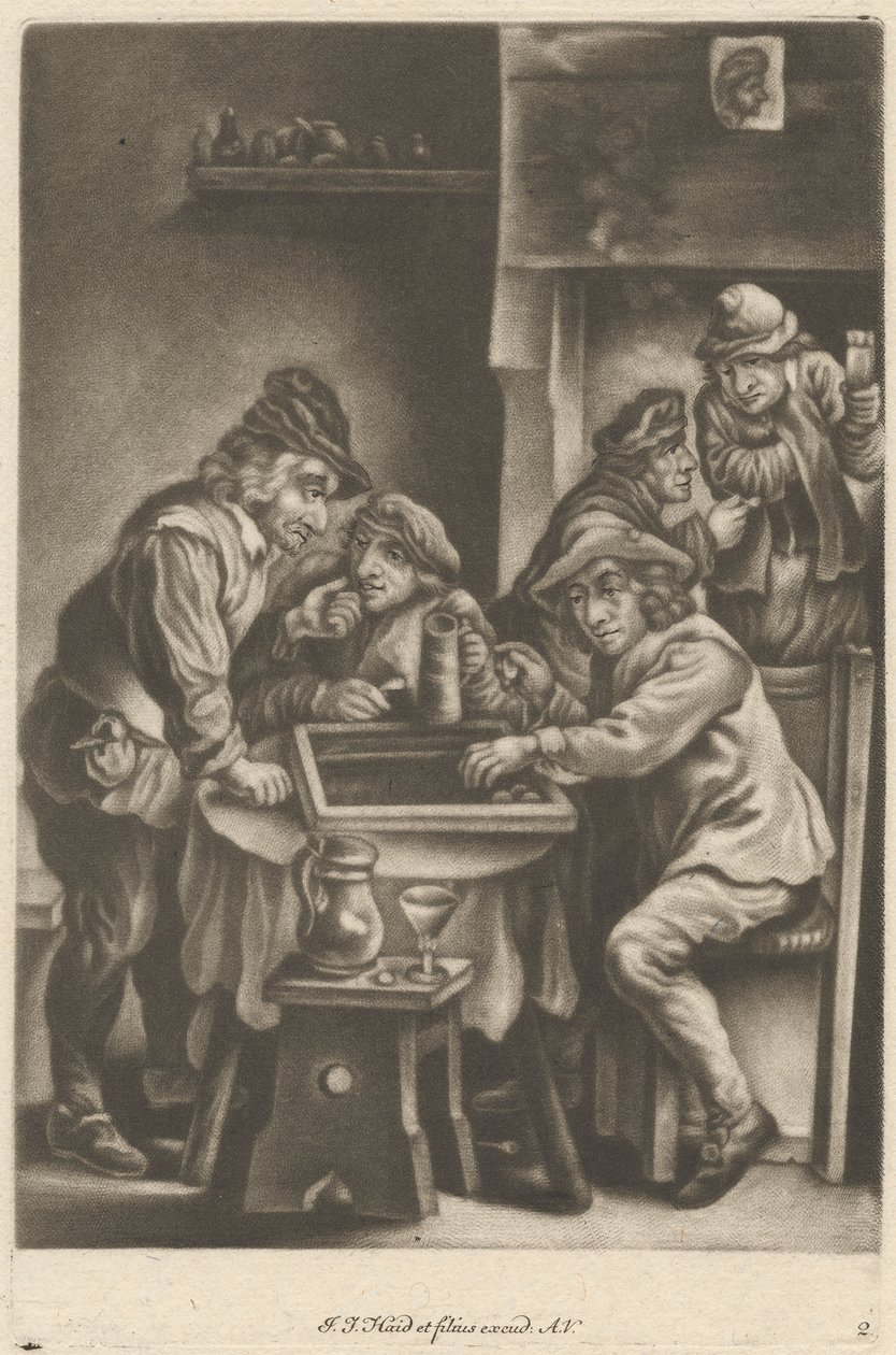 Tavla oynayan erkekler by Johann Jacobus Haid