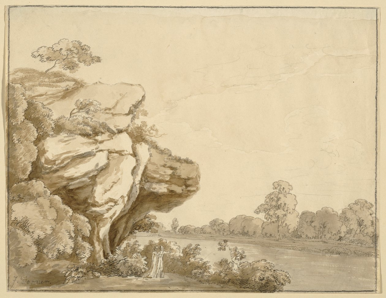 Bir manzarada beyefendi ve bayan by Johann Jakob Dorner der Jüngere