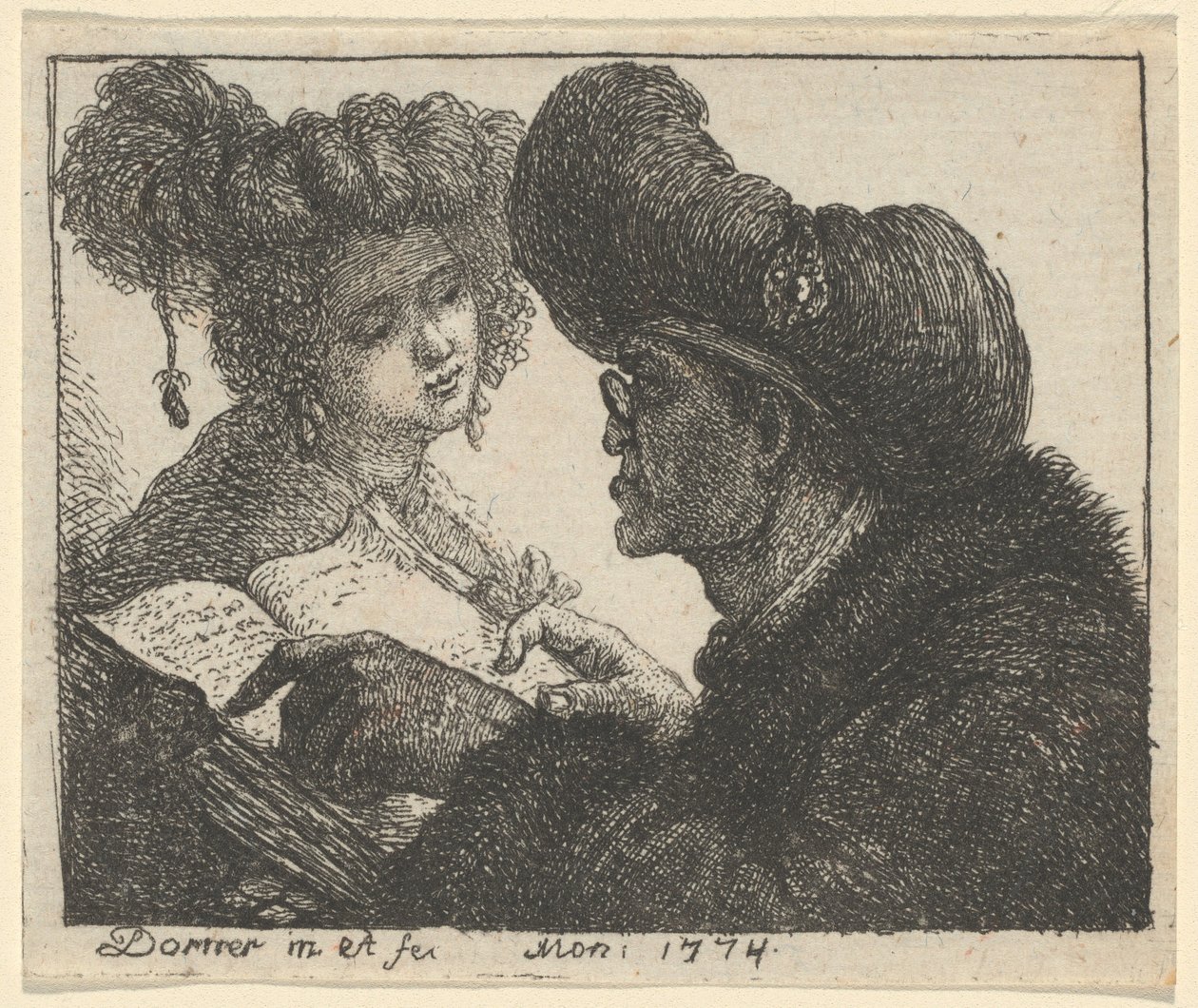 Sarıklı Bir Adam Genç Bir Kadına Okuma by Johann Jakob Dorner the Elder