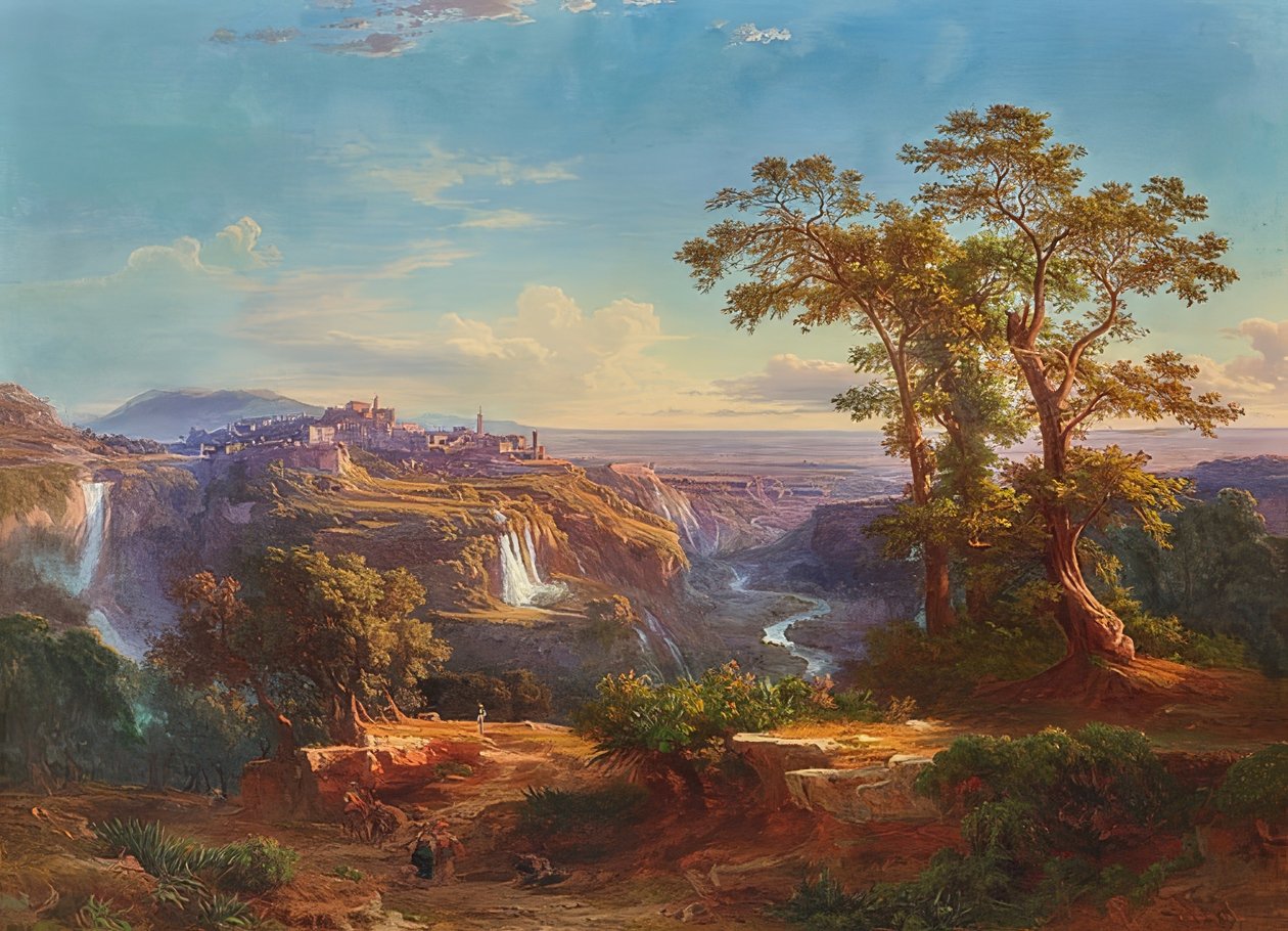 Tivoli ve şelalelerin manzarası. 1860 by Johann Jakob Frey