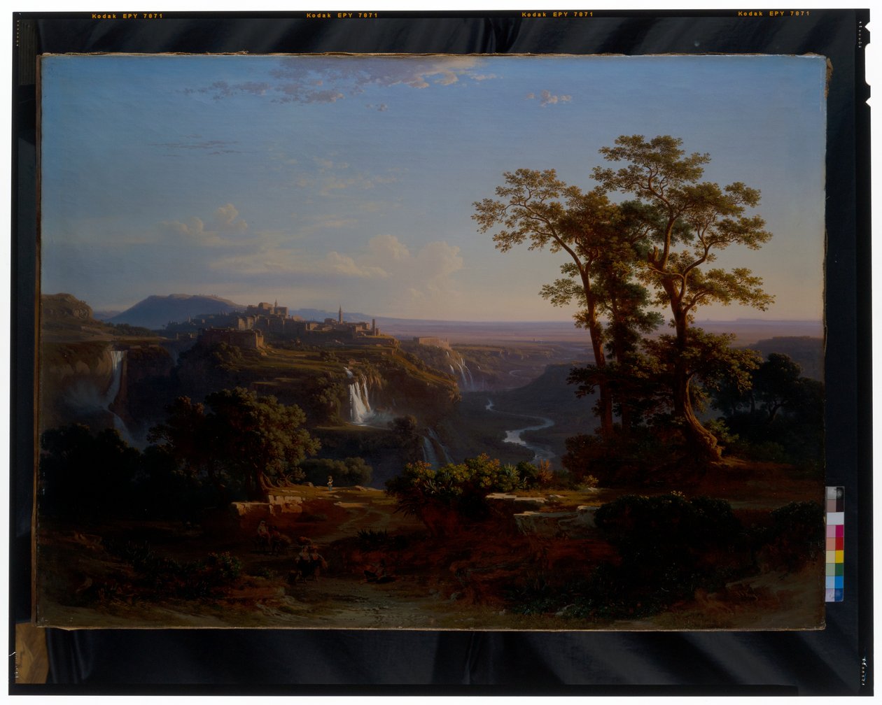 Aniene Şelaleleri ile Tivoli'nin Görünümü by Johann Jakob Frey