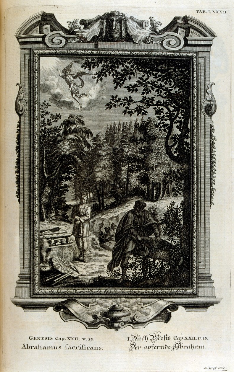 İbrahim İshak'ı kurban etmeye hazırlanıyor by Johann Jakob Scheuchzer