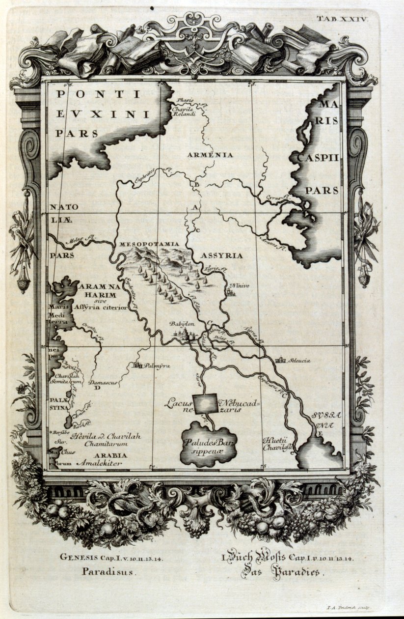 İsviçreli bilim adamı tarafından 'Physica Sacra'dan bakır levha gravürü. Johann Jakob Scheuchzer by Johann Jakob Scheuchzer