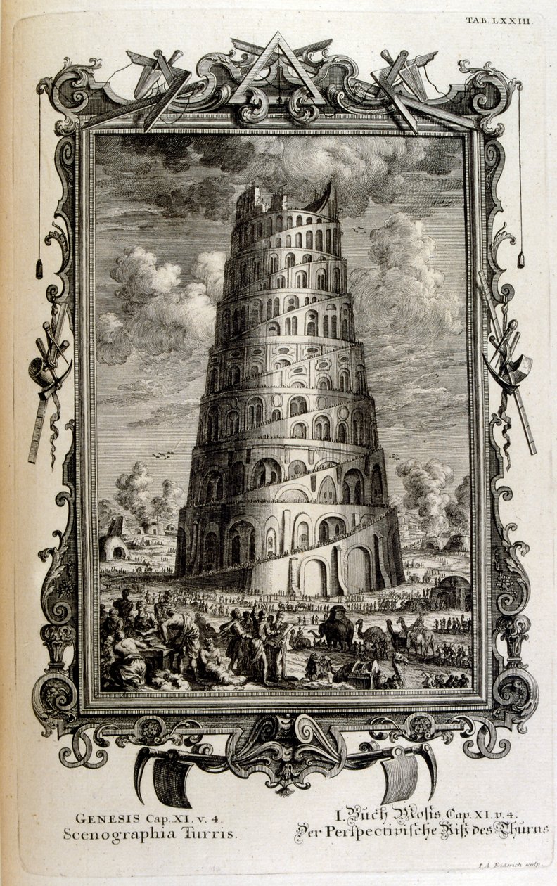 yandan görülen Babil Kulesi Planı by Johann Jakob Scheuchzer