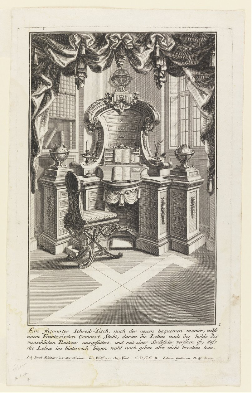 Şekilli bir sıra, ... (Yazı Masası ve Sandalye) by Johann Jakob Schübler