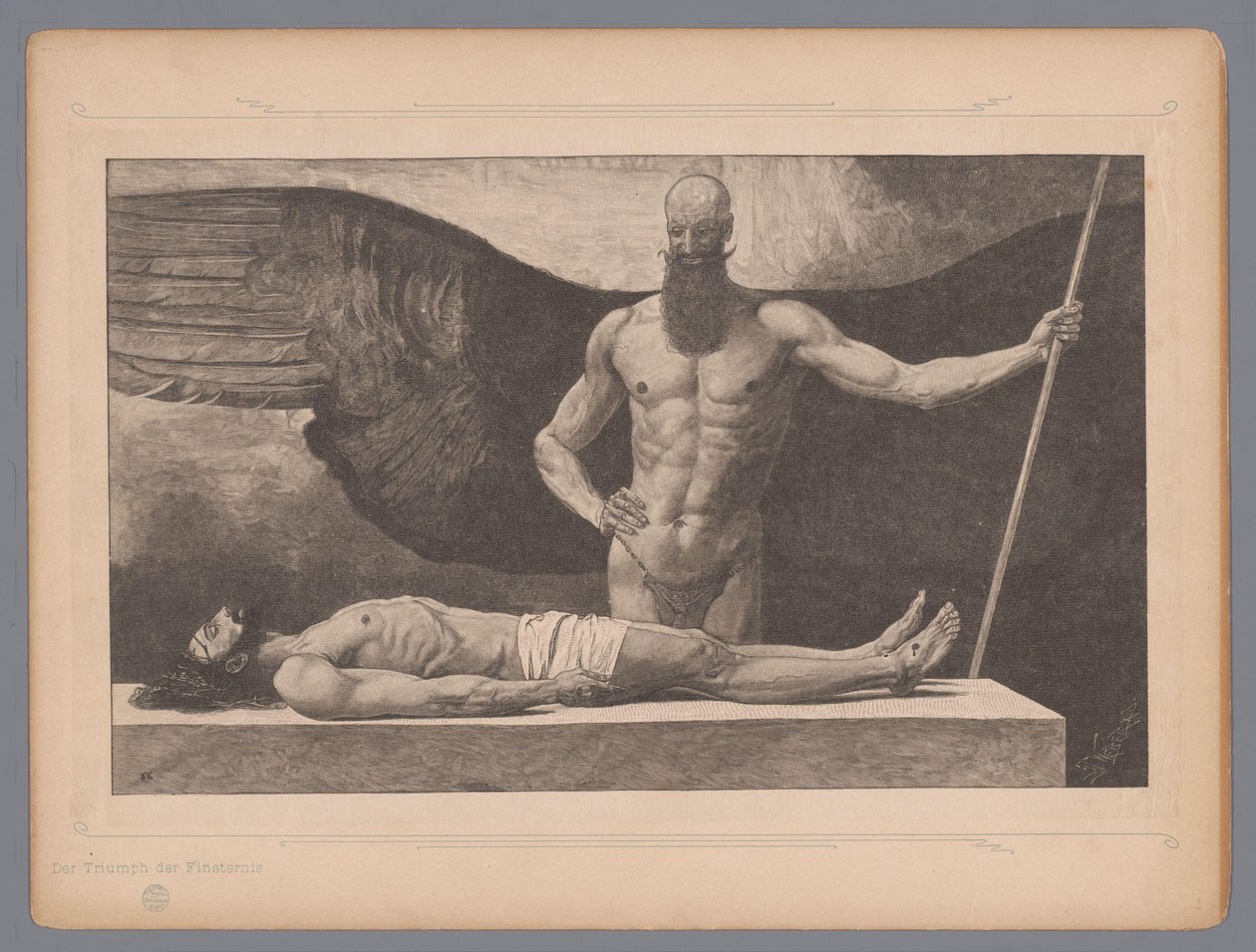 Melek Der Triumph der Finsternis ile Lahitte Mesih (nesne üzerindeki başlık) Yedi mistik temsil (dizi başlığı) by Johann Jakob Weber