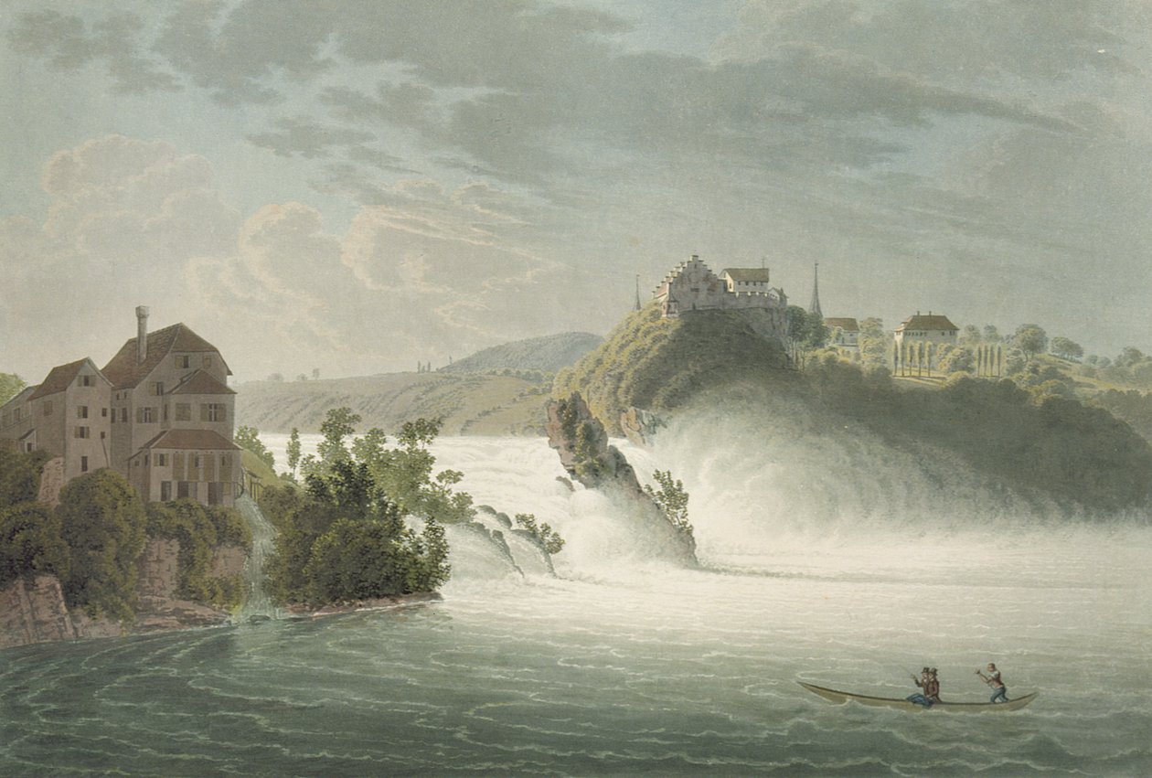 Ren Şelalesi, J. Hurlimann tarafından oyulmuş by Johann Jakob Wetzel