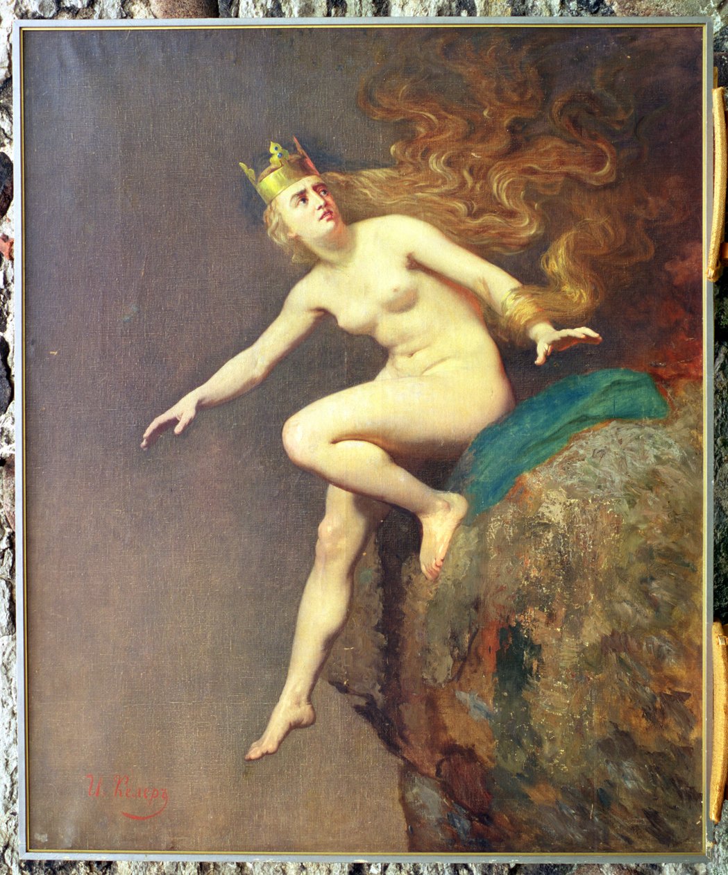 Lorelei, The Imprecation of Lorelei by Monks tablosu için bir çalışma, 1887 by Johann Koler