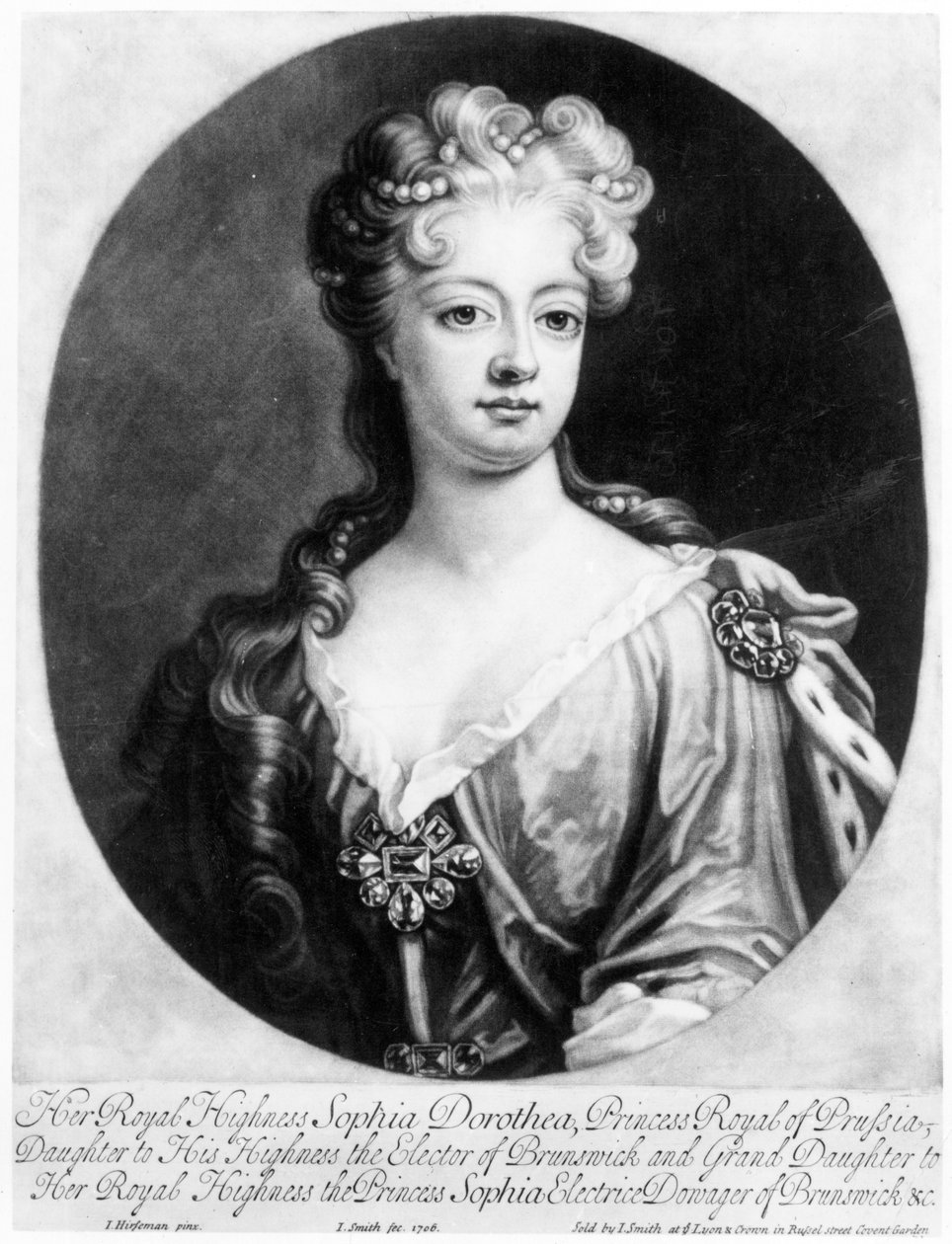 Sophia Dorothea, Prusya Kraliçesi, John Smith tarafından oyulmuş, 1706 by Johann Leonhard Hirschmann
