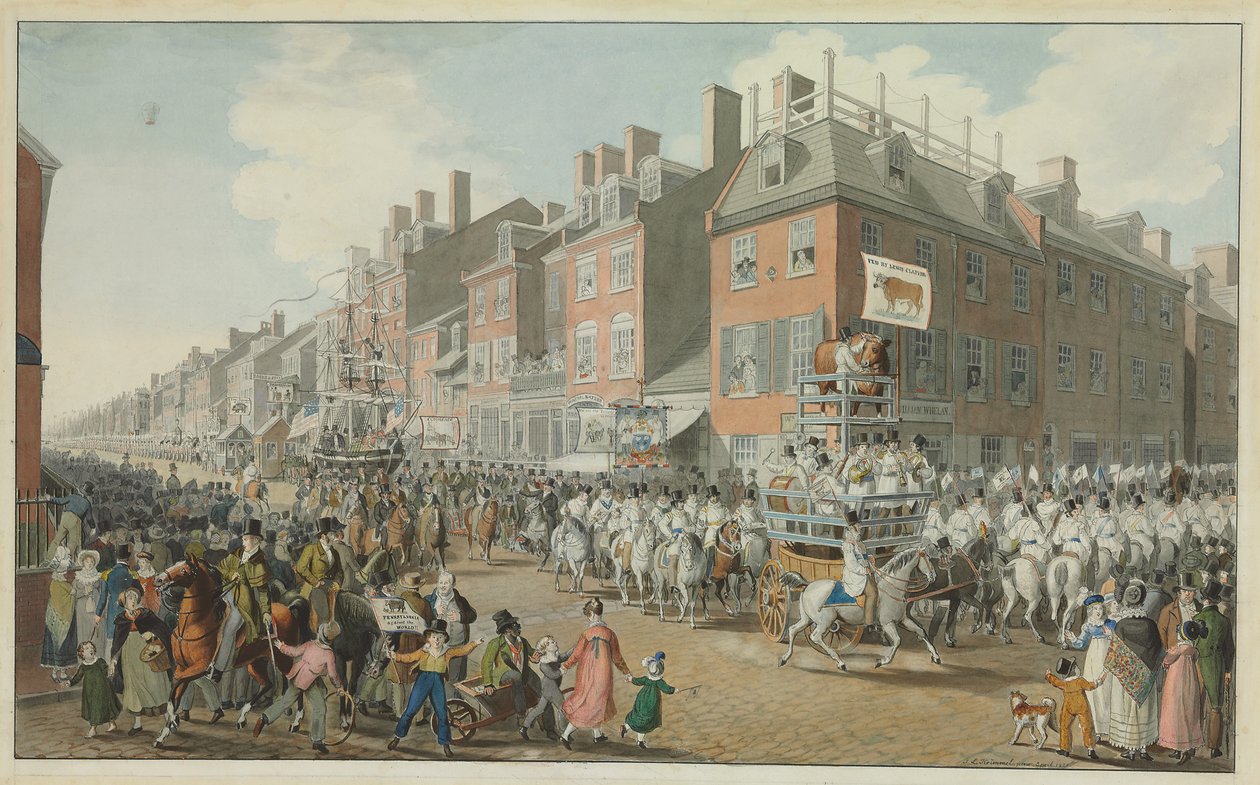 Victuallers Geçit Töreni, Philadelphia, 1821 by Johann Ludwig Krimmel