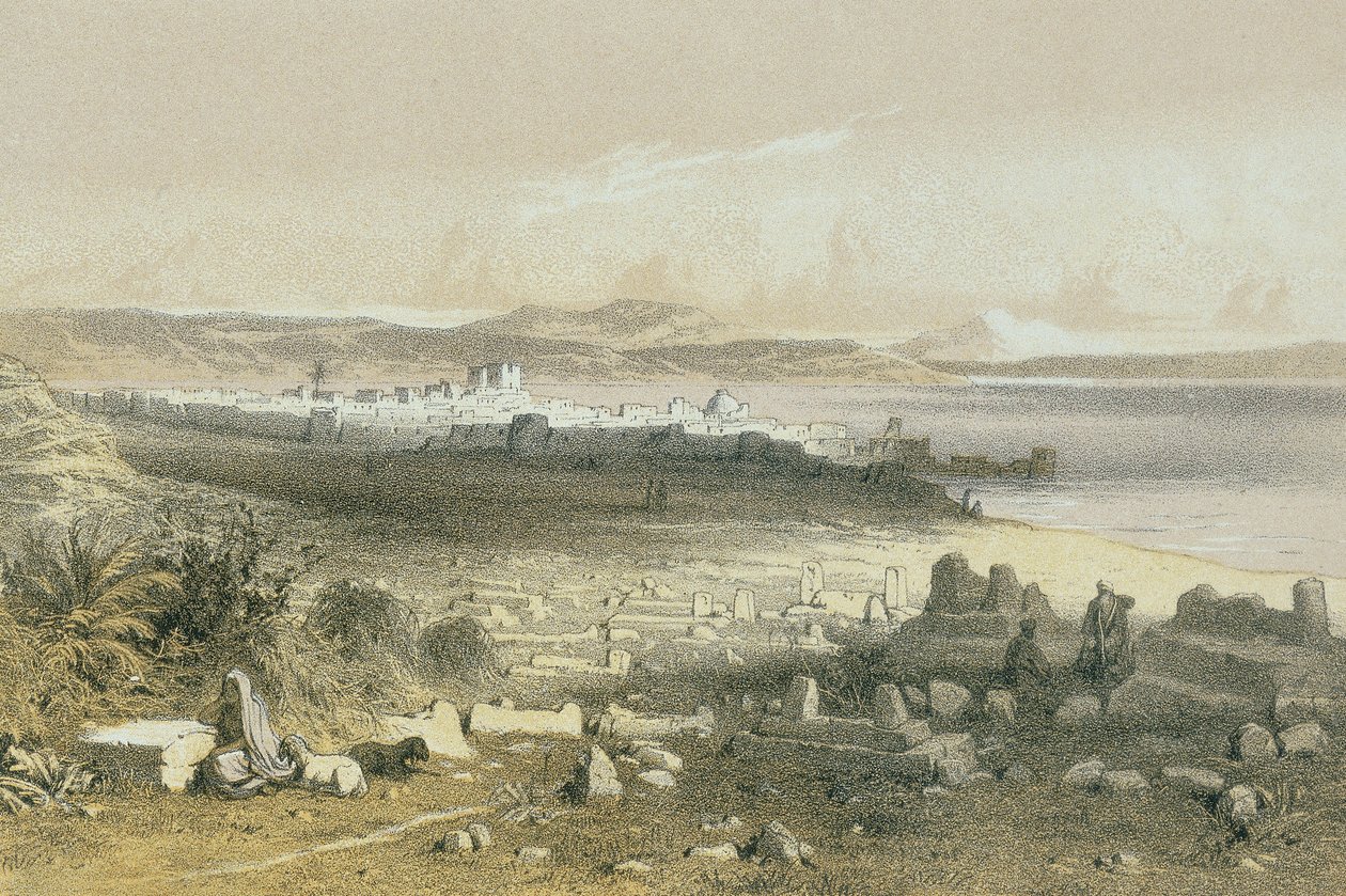 Schacher- Steinkopk J.F. Editore tarafından bir gravürde Tiberias by Johann Martin Bernatz