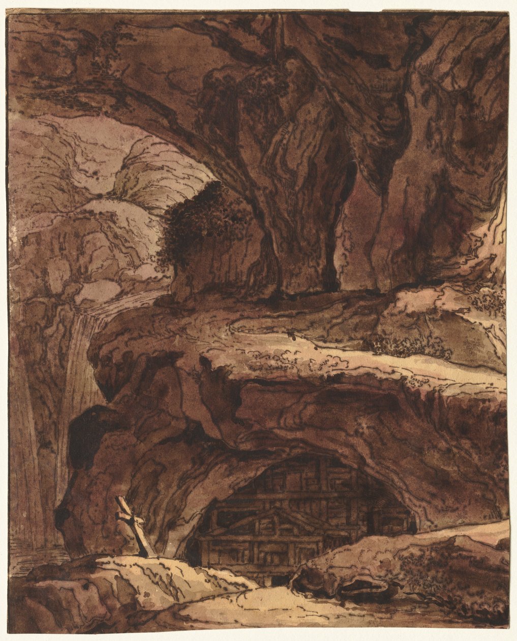Bir Mağara Şapeli ile Kayalık Manzara, 19. yüzyıl. by Johann Martin von Rohoden