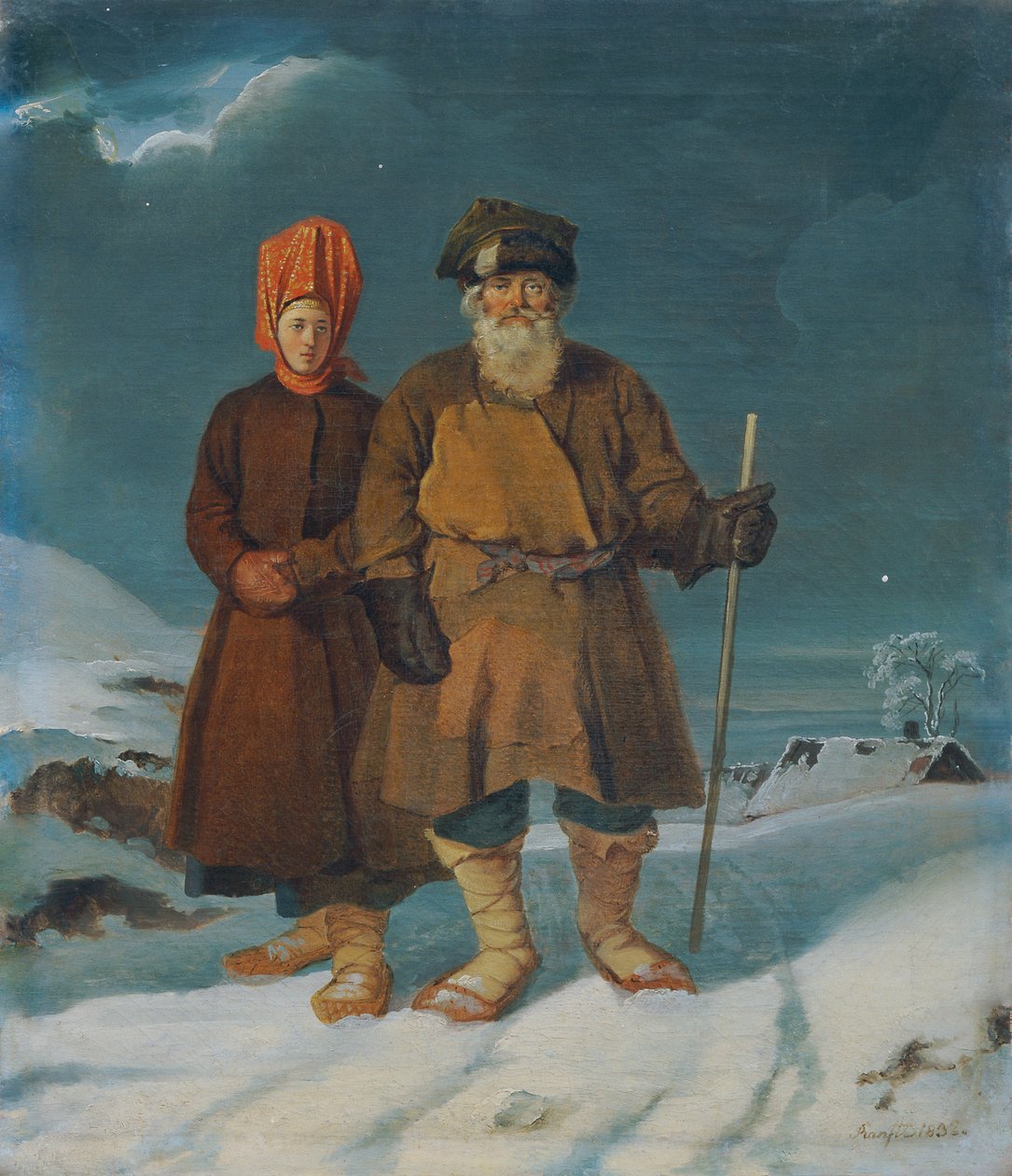 Rus köylü çift by Johann Matthias Ranftl
