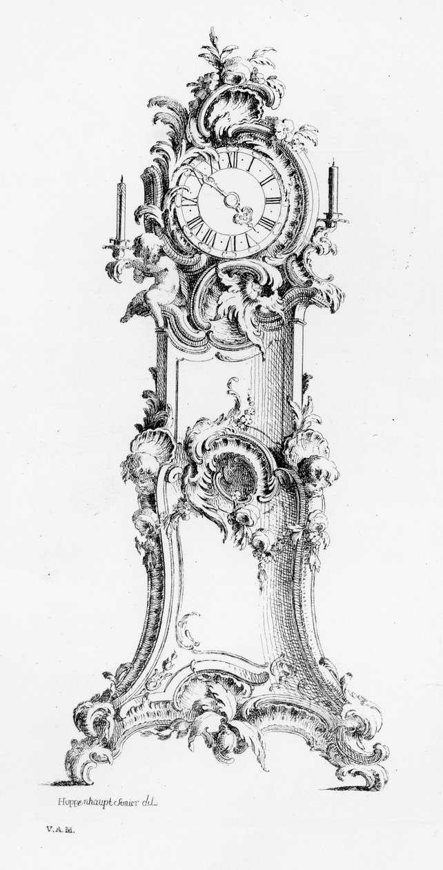 Uzun Kasalı Saat Tasarımı, c.1750 by Johann Michael Hoppenhaupt
