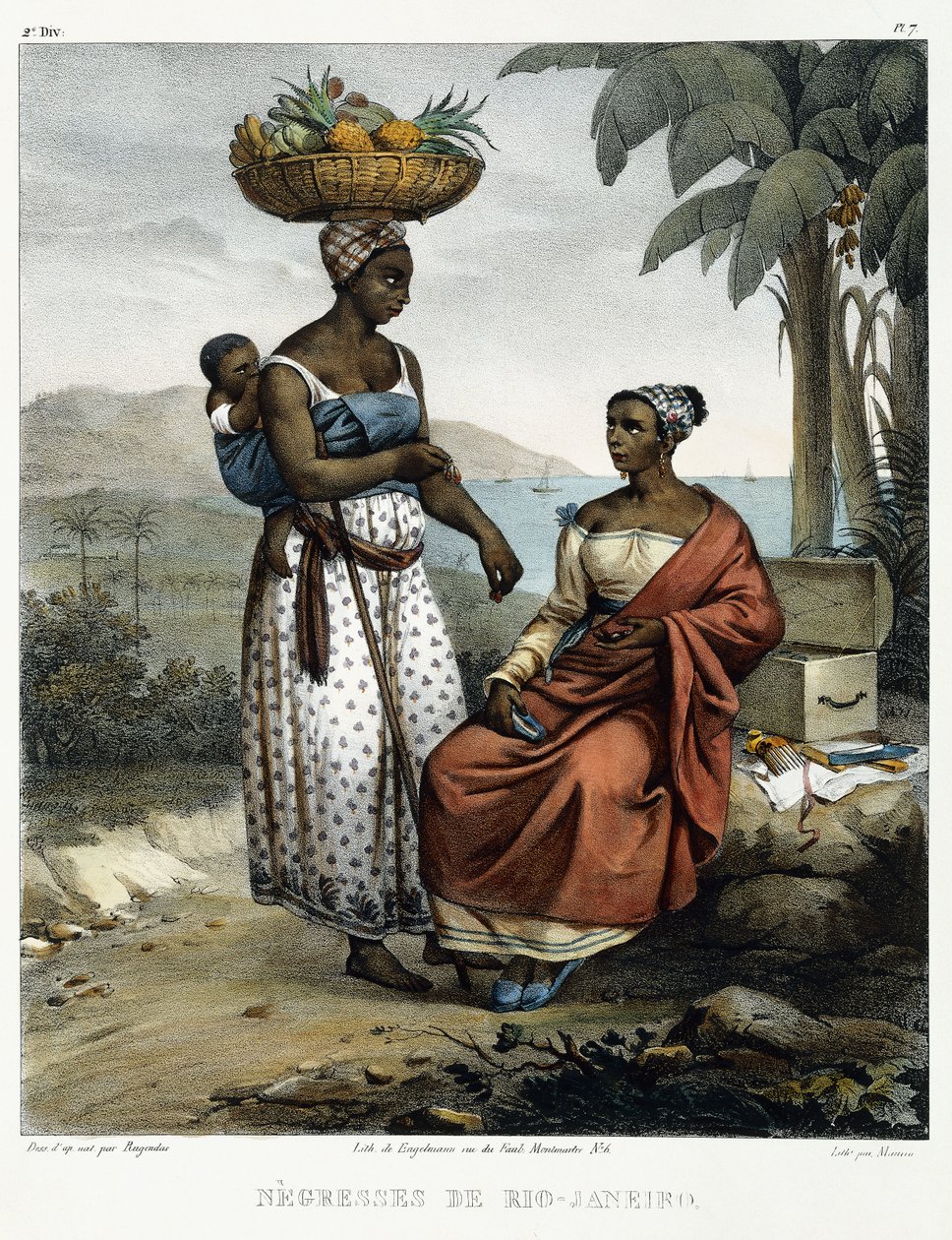 'Brezilya'ya Pitoresk Yolculuk'tan Rio-Janeiro'nun siyahi kadınları by Johann Moritz (after) Rugendas