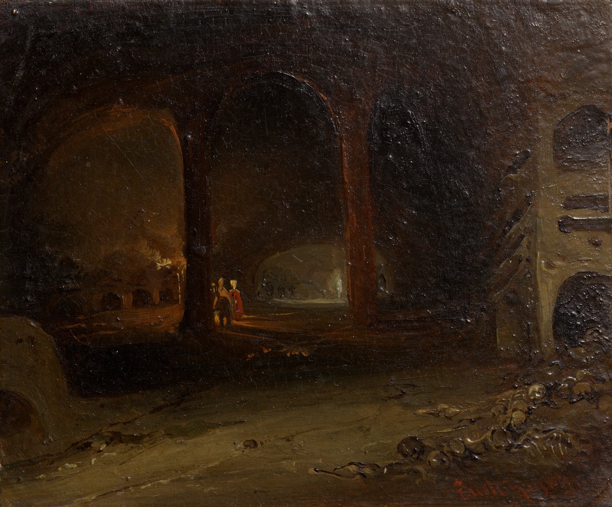 Bir yeraltı kasasındaki ziyaretçiler by Johann Nepomuk Ender